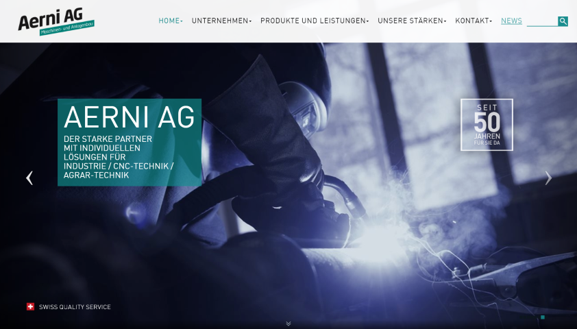 Eltronix Programmiert die neue Webseite fr die Aerni AG